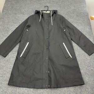 UGG Rain Jacket Womens M Black Polyurethane Hooded Full Zip Snap Coat 1102224